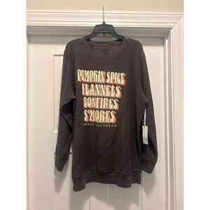 New Simply Southern Ribbed Cotton Blend Sweatshirt Size XL Fall Theme Flannel